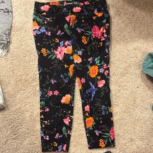 Old Navy Black Pixie Pants with Floral Pattern